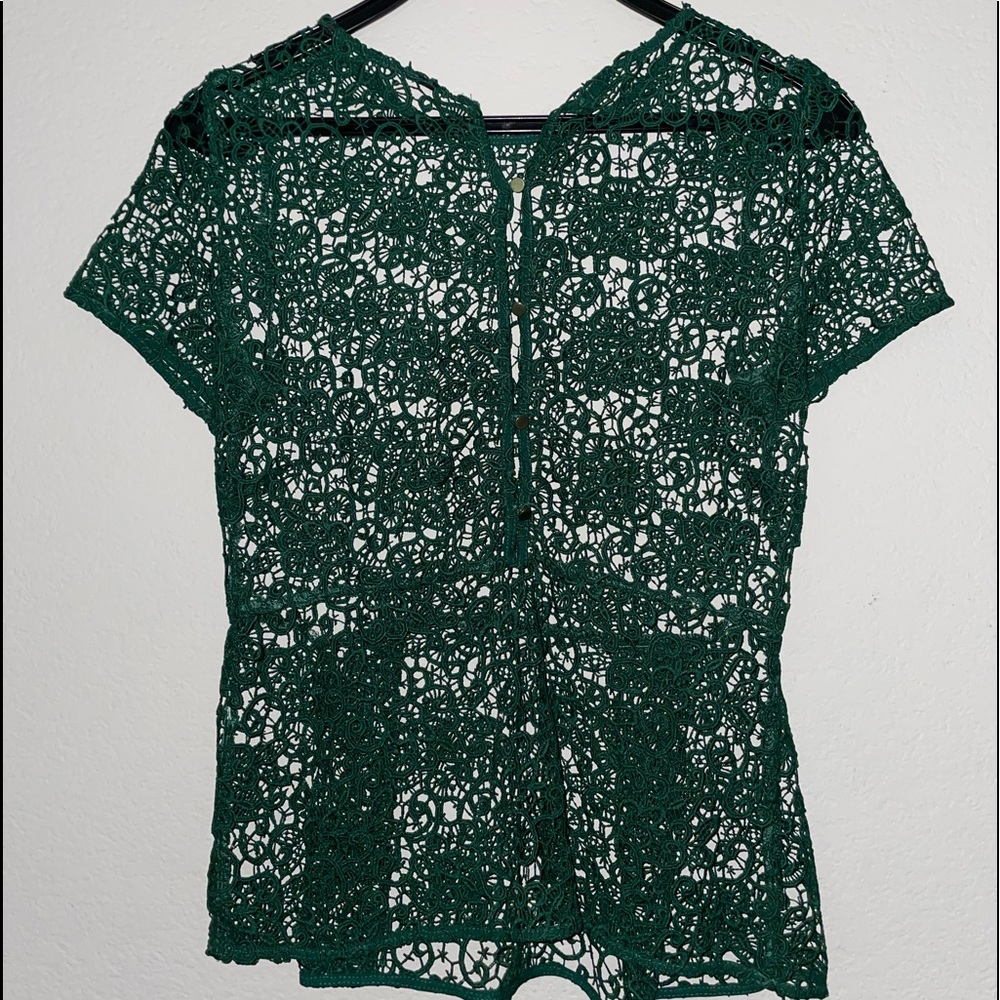 Zara Kelly Green Lace Peplum Top